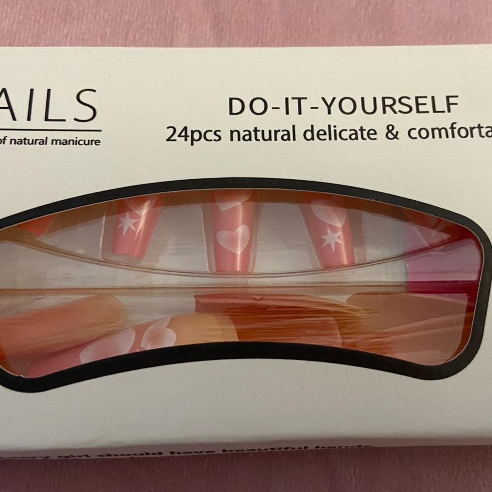 DIY Nail Kit with Pink and White Designs